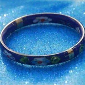Vintage 1950's Coisonne Enamel Flower bangle